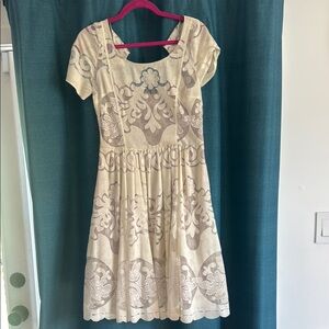 Plenty by Tracy Reese Elegant Beige and Brown Patterned Dress size 6 anthropolo